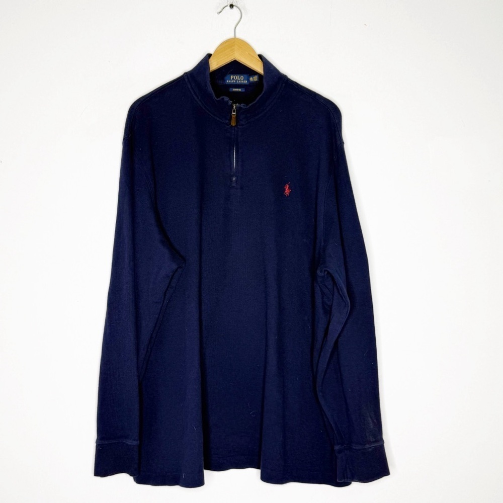 Polo Ralph Lauren Estate Rib Quarter Zip Navy XXL